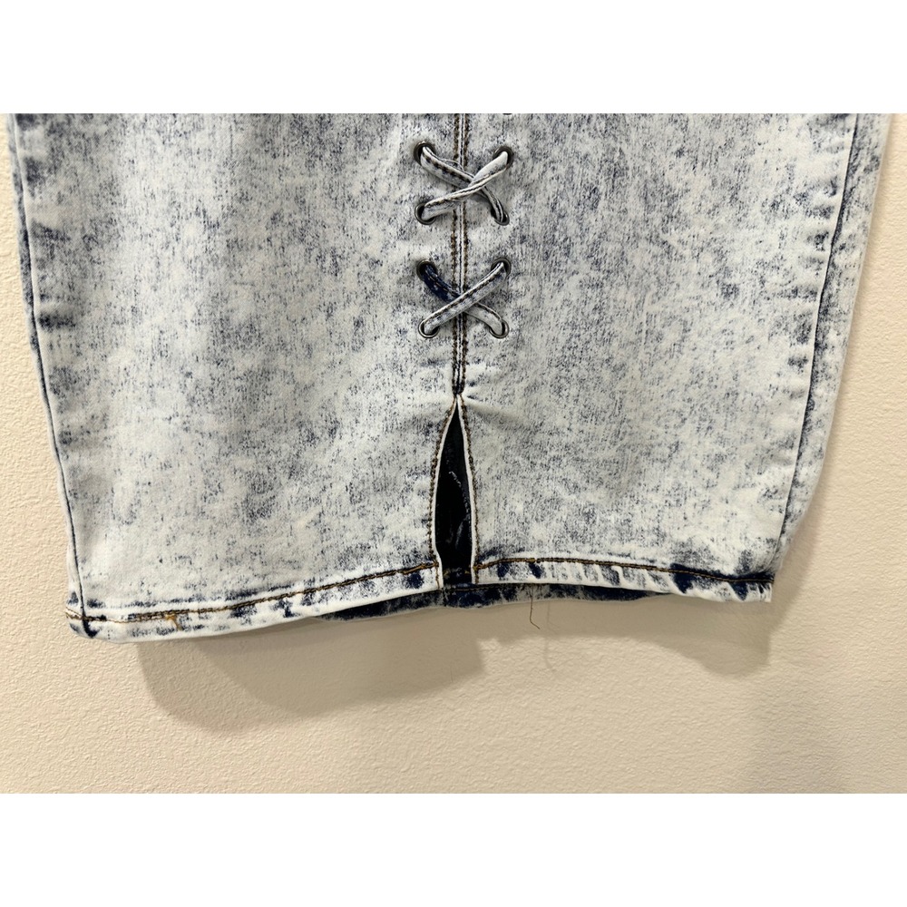 Roma Studio Womens Acid Wash Lace Up Corset Pencil Skirt Blue Size M - Picture 3 of 7